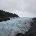 A large ice field with snow on it