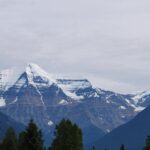 A mountain range with snow on top of it.