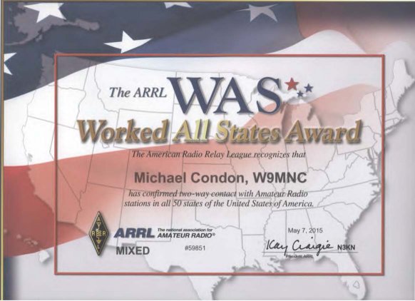 A certificate of recognition for michael condon, wmmnc.