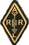 A black and gold patch with the letters " r ".